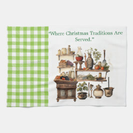 Keukenhanddoeken-Victoriaanse kerstkeuken handdoek