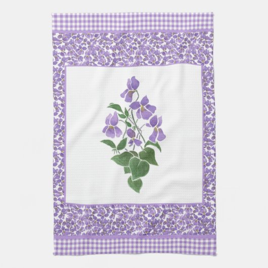  keukenhanddoeken, Violet en Check Gingham Theedoek (Verticaal)