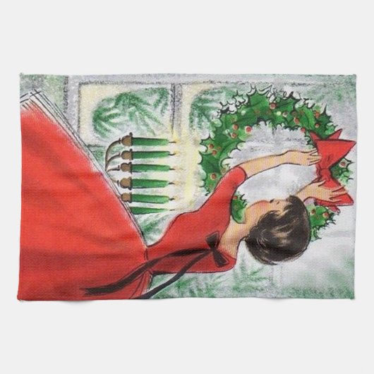 Keukenhanddoeken voor de kerstdame van Retro Vinta (Horizontaal)