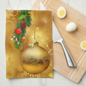 Keukenhanddoeken voor gouden kerstversiering (Quarter Fold)