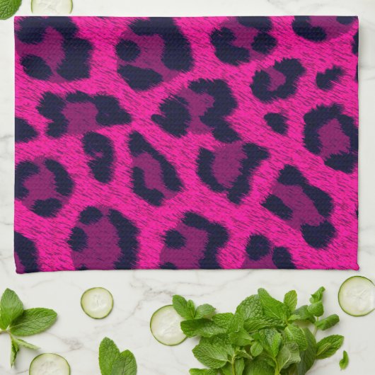 Keukenhanddoeken voor hot-roze laopard (Gevouwen)