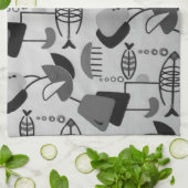 Keukenhanddoeken voor zwart en wit atoompatroon (Gevouwen)