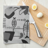 Keukenhanddoeken voor zwart en wit atoompatroon (Quarter Fold)