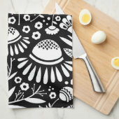 Keukenhanddoeken, zwart en wit theedoek (Quarter Fold)