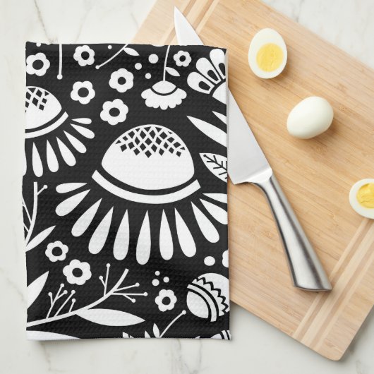 Keukenhanddoeken, zwart en wit theedoek (Quarter Fold)