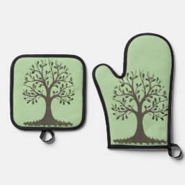 Keukenhandschoen en ovenwant Boom des Levens Licht & Pannenlap Set