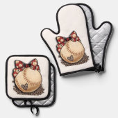 keukenhandschoenen en -handschoenen ovenwant & pannenlap set (Voorkant / Achterkant)