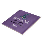 Keukenheks Paarse Monogrammed Halloween Tegeltje (Zijkant)