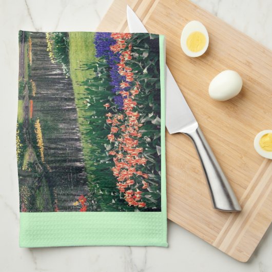 Keukenhof, een floraalbanquet theedoek (Quarter Fold)