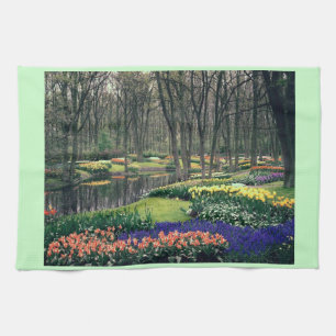 Keukenhof, een floraalbanquet theedoek