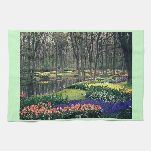 Keukenhof, een floraalbanquet theedoek (Horizontaal)