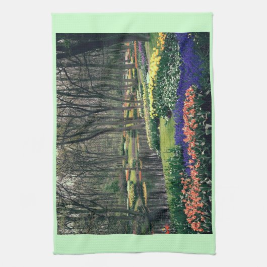 Keukenhof, een floraalbanquet theedoek (Verticaal)