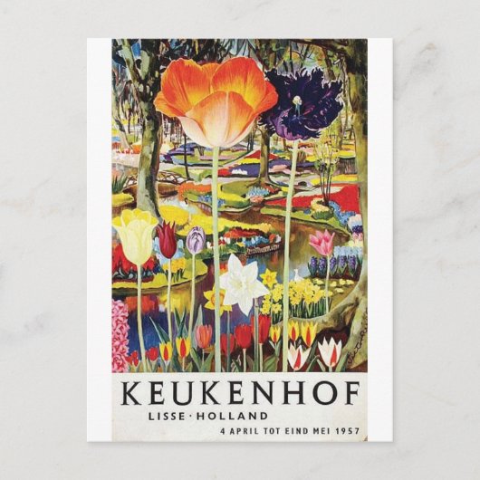 Keukenhof Gardens Vintage Poster Holland Tulips Briefkaart (Voorkant)