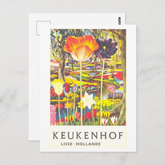  Keukenhof Holland Tulp Travel Poster Briefkaart (Voorkant / Achterkant)