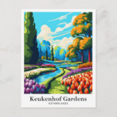 Keukenhof Nederland Vintage Reizen Illustratie Briefkaart (Voorkant)