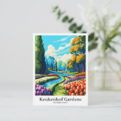 Keukenhof Nederland Vintage Reizen Illustratie Briefkaart (Staand voorkant)