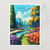 Keukenhof Tuinen vintage reisillustratie Briefkaart (Voorkant)