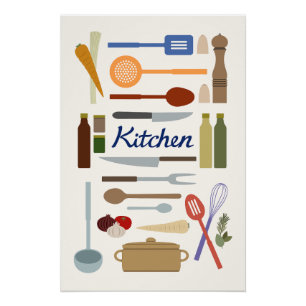 Keukenillustratie+Type ontwerp Kleur Perfect Poster