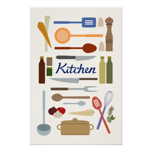 Keukenillustratie+Type ontwerp Kleur Perfect Poster (Voorkant)
