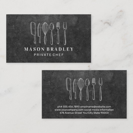 Keukenillustraties | Leisteen achtergrond Visitekaartje (Voorkant / Achterkant)