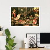 Keukeninterieur met een dienstmeisje poster (Thuiskantoor)