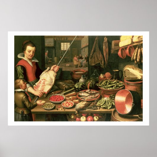 Keukeninterieur met een dienstmeisje poster (Voorkant)