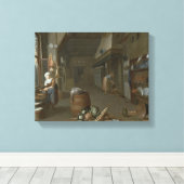 Keukeninterieur met twee hulpstoffen die voedsel b canvas afdruk (Insitu (Houten vloer))