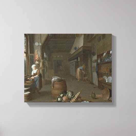 Keukeninterieur met twee hulpstoffen die voedsel b canvas afdruk (Voorkant)