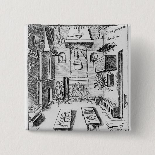 Keukeninterieur Vierkante Button 5,1 Cm (Voorkant)