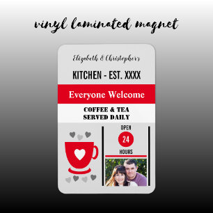 Keukenjaarkoffie rode foto magneet