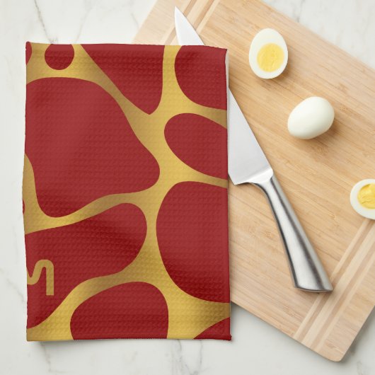 keukenkabel met roosterpatroon en met roosterpatro theedoek (Quarter Fold)