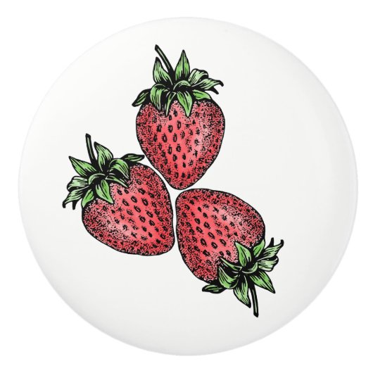 Keukenkabinet Makreop 3 aardbeien Keramische Knop (Voorkant)