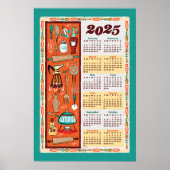 Keukenkalender met antieke keukengerei poster (Voorkant)