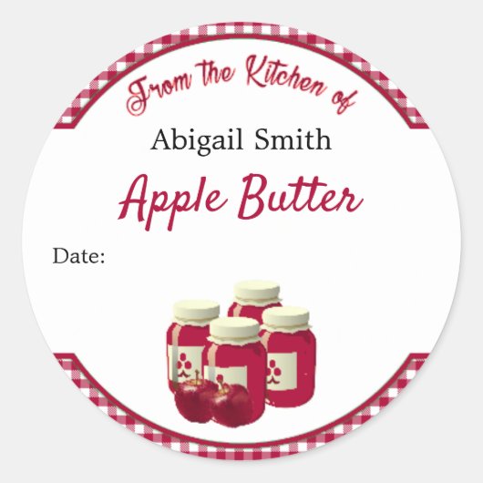 Keukenkanning Sticker Gingham Apple Butter (Voorkant)