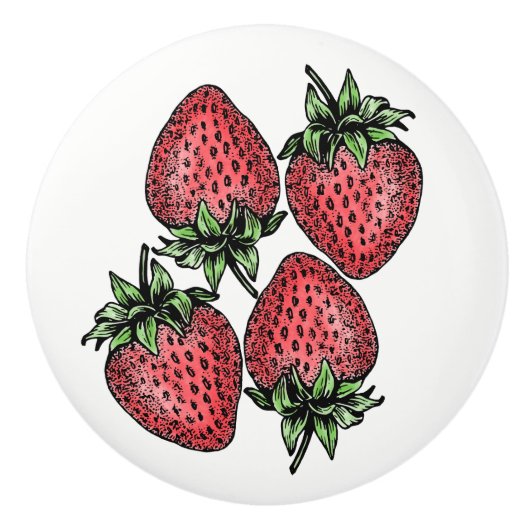 Keukenkast Drawer Makreop 4 aardbeien Keramische Knop (Voorkant)