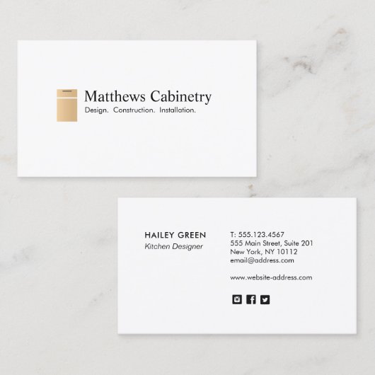 Keukenkast en renovatieontwerper visitekaartje (Voorkant / Achterkant)