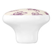 Keukenkast knoppen: Bloemen en Burgandy Keramische Knop (Zijkant)