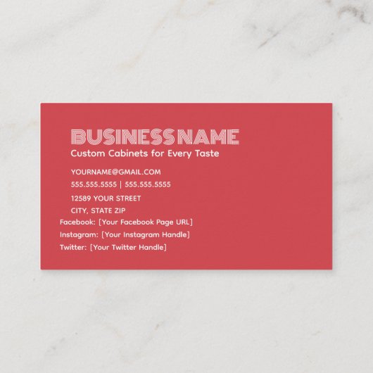 Keukenkasten Contactkaartje (Achterkant)