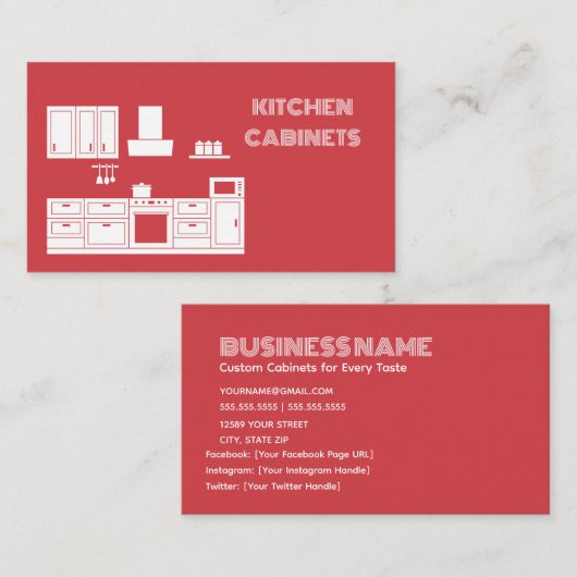 Keukenkasten Contactkaartje (Voorkant / Achterkant)