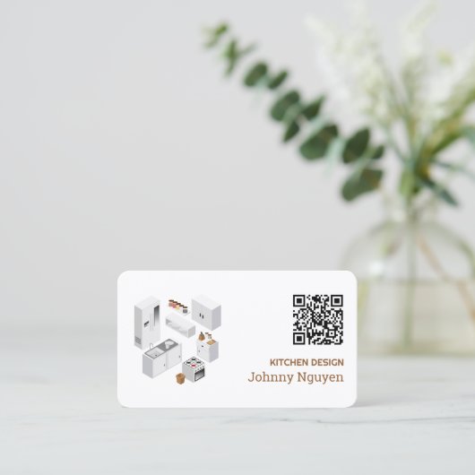 Keukenkasten Gepersonaliseerd QR Visitekaartje (Staand voorkant)