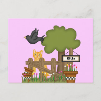 Keukenkat in de tuin briefkaart