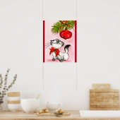 Keukenkat in een rode kerstbak poster (Keuken)