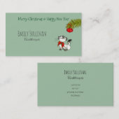 Keukenkat in een rode kerstbak visitekaartje (Voorkant / Achterkant)