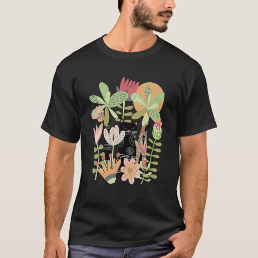 Keukenkat in het Oerwoud, de bloemen Gardeni T-shirt (Voorkant)