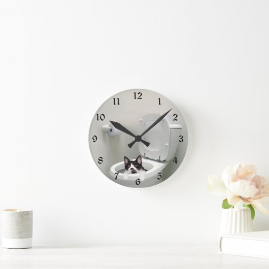 Keukenkat in toiletbak ronde klok (Huis)