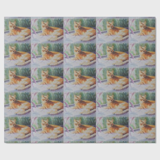 Keukenkat in venster cadeaupapier (Vlak)