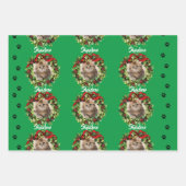 Keukenkat kerstfoto's en snoepriet 3 inpakpapier vel (Voorkant 3)