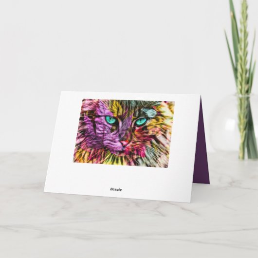 Keukenkat laat kleurrijk kunststofontwerp over bedankkaart (Achterkant)