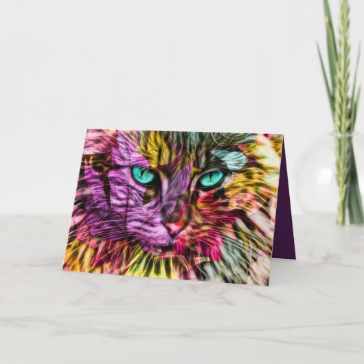 Keukenkat laat kleurrijk kunststofontwerp over bedankkaart (Voorkant)