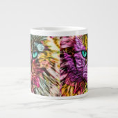 Keukenkat laat kleurrijk kunststofontwerp over grote koffiekop (Voorkant)